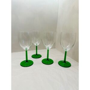 Vintage Luminarc Classic Accent Wine Glasses Set of 4 Emerald Green Stem France
